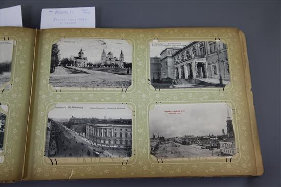 An early 20th century Russian album of postcards,